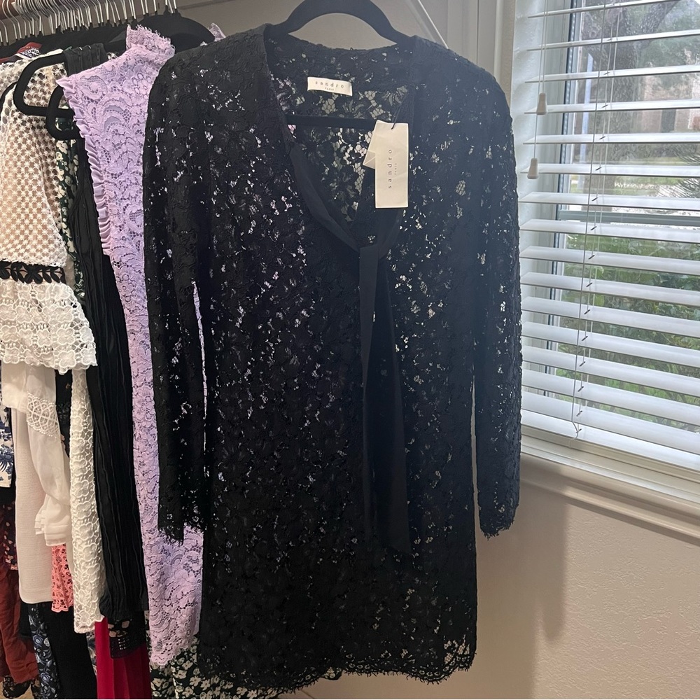 Sandro Black Lace Mini Dress